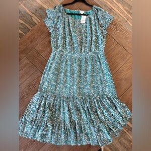 NWT J. Crew blue/green with pink floral accent
